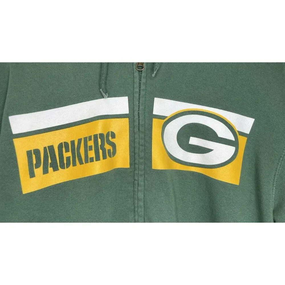 Majestic Green Bay Packers Zip Up Hoodie Green Football Wisconsin NFL Game XL - Picture 4 of 11